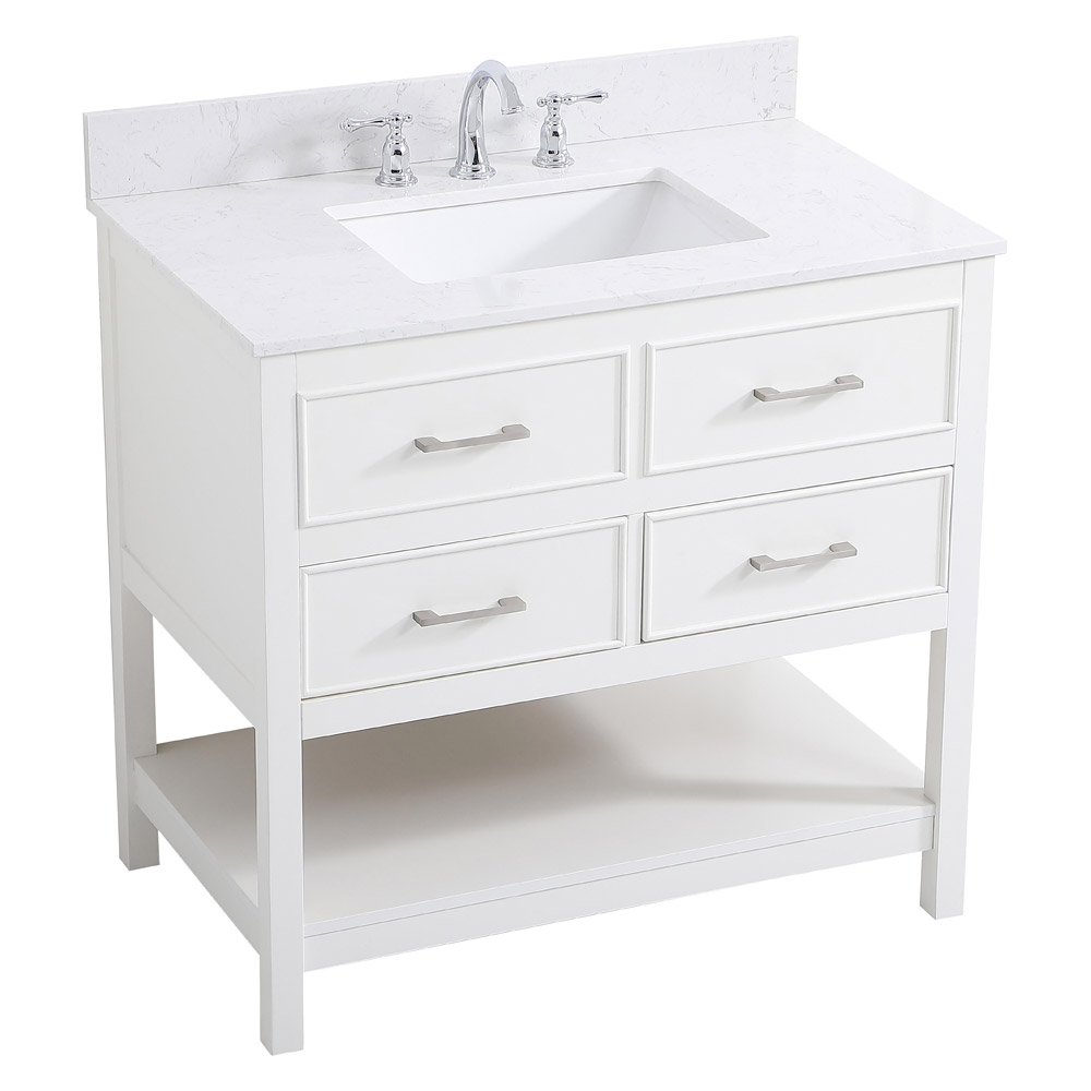 Elegant Bathroom Vanity - White (VF19036WH-BS)