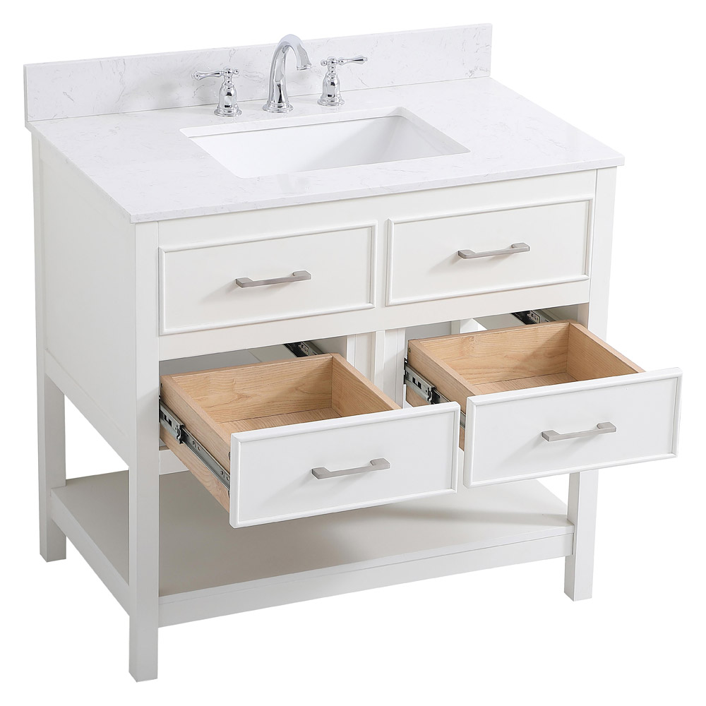 Elegant Bathroom Vanity - White (VF19036WH-BS)