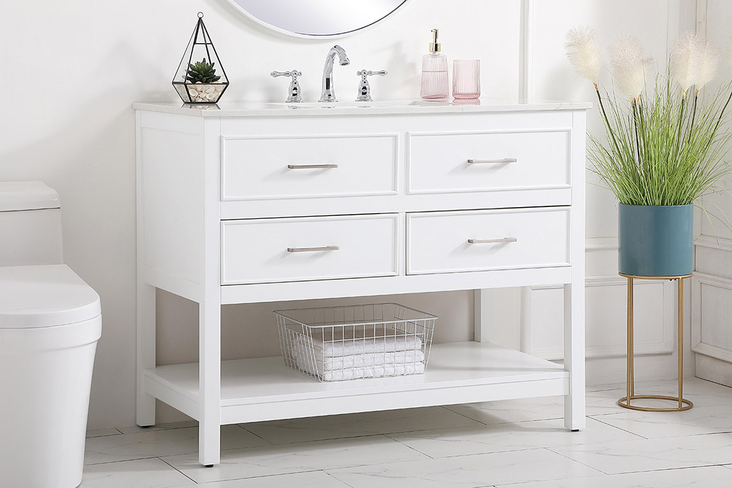 Elegant Bathroom Vanity - White (VF19042WH)