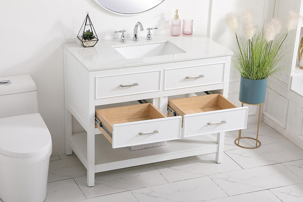 Elegant Bathroom Vanity - White (VF19042WH)