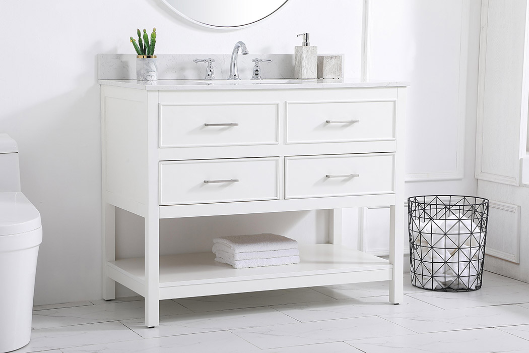 Elegant Bathroom Vanity - White (VF19042WH-BS)