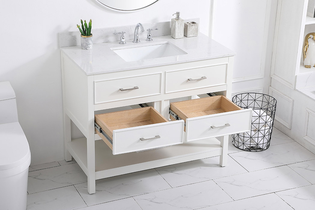 Elegant Bathroom Vanity - White (VF19042WH-BS)