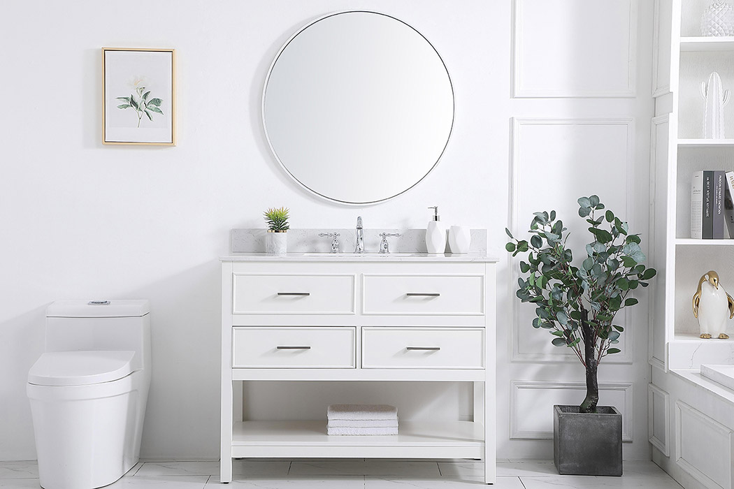 Elegant Bathroom Vanity - White (VF19042WH-BS)