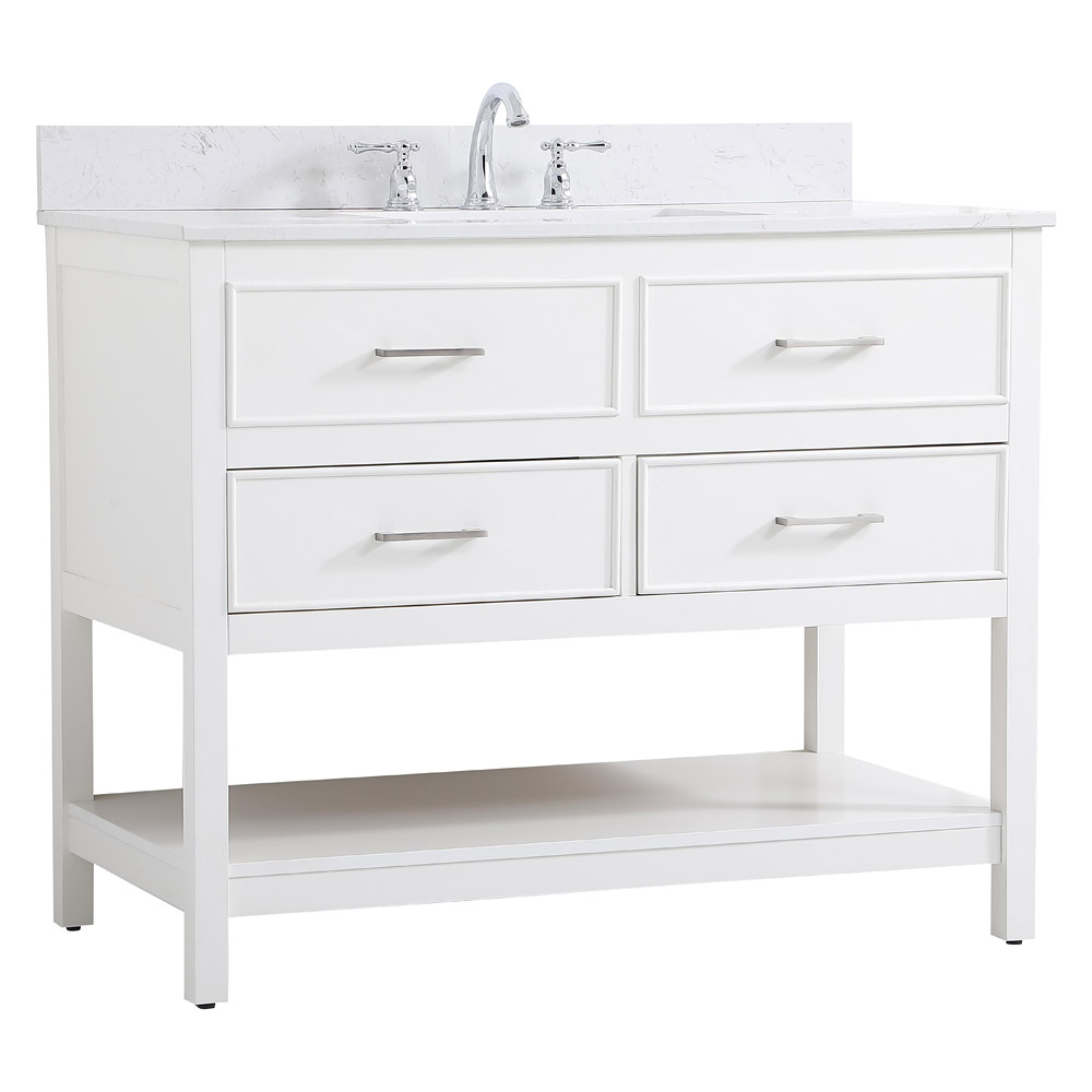 Elegant Bathroom Vanity - White (VF19042WH-BS)