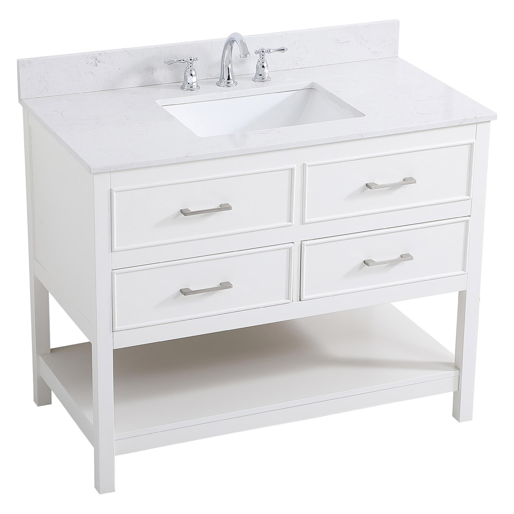 Elegant Bathroom Vanity - White (VF19042WH-BS)