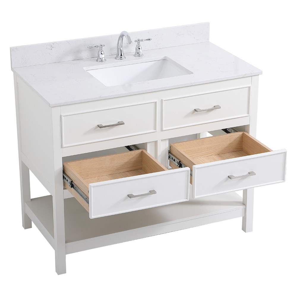 Elegant Bathroom Vanity - White (VF19042WH-BS)