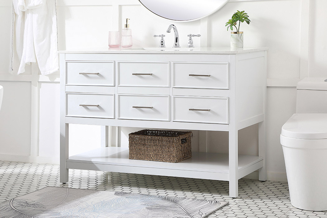 Elegant Bathroom Vanity - White (VF19048WH)