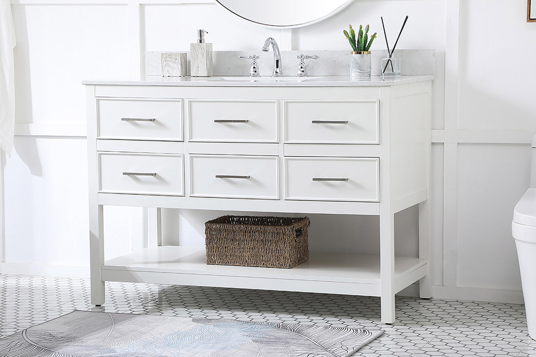 Elegant Bathroom Vanity - White (VF19048WH-BS)