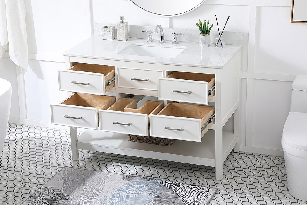 Elegant Bathroom Vanity - White (VF19048WH-BS)