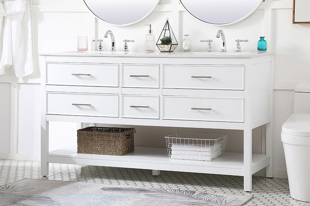 Elegant Bathroom Vanity - White (VF19060DWH)