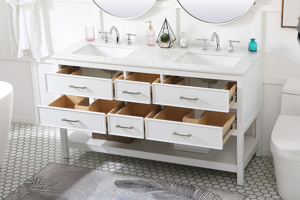 Elegant Bathroom Vanity - White (VF19060DWH)