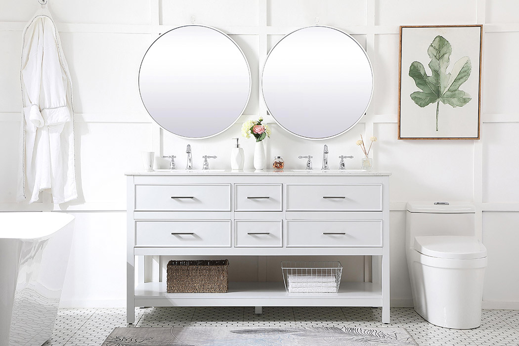 Elegant Bathroom Vanity - White (VF19060DWH)