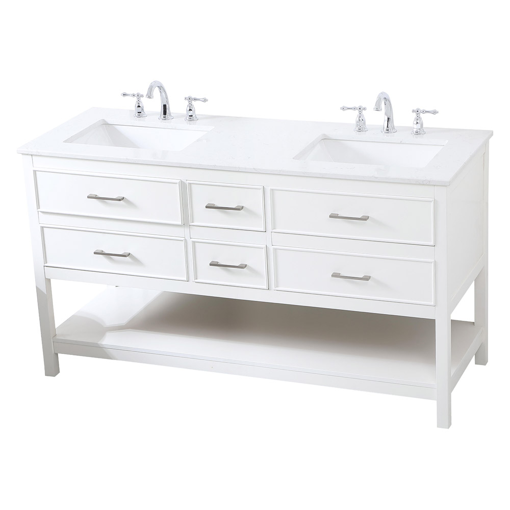 Elegant Bathroom Vanity - White (VF19060DWH)