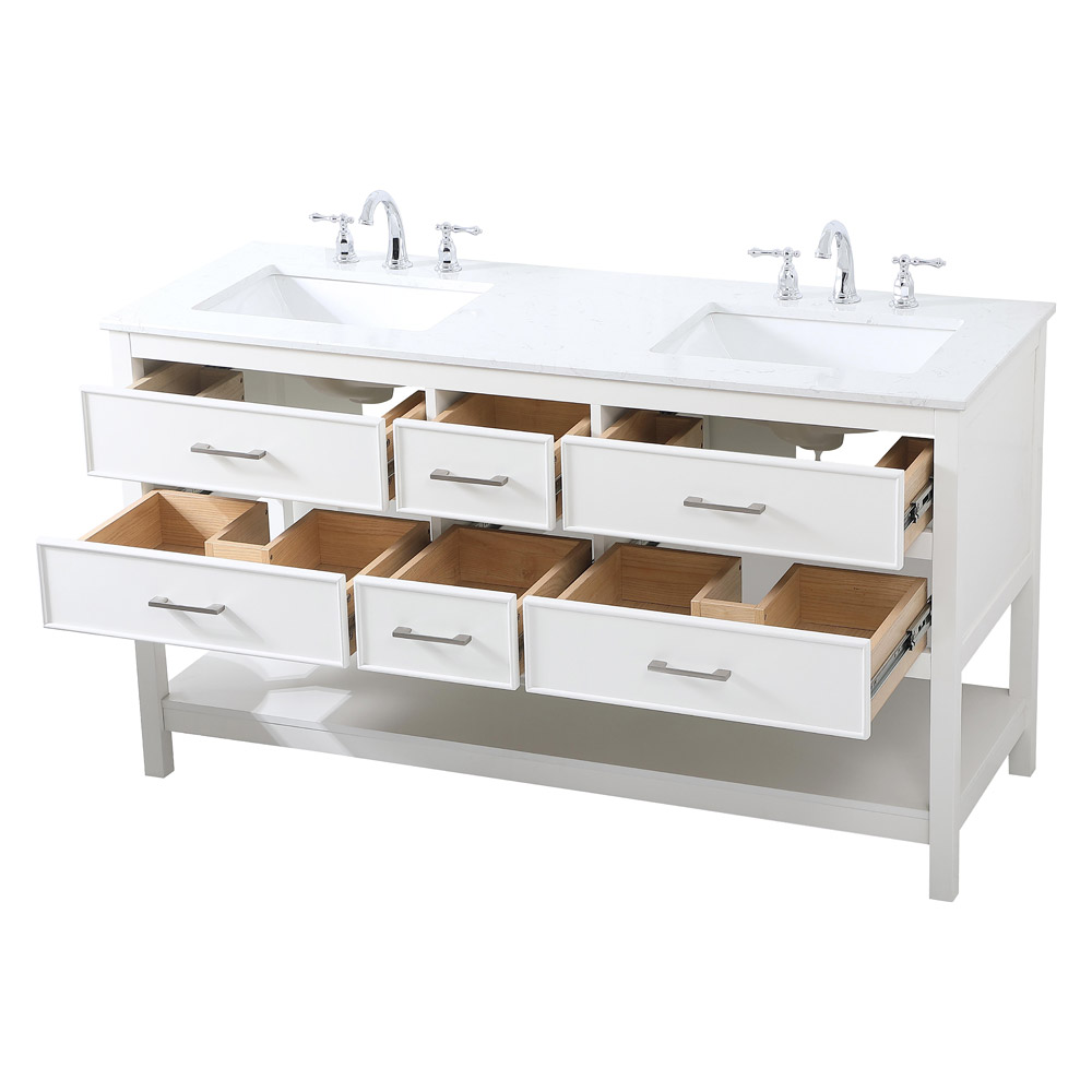 Elegant Bathroom Vanity - White (VF19060DWH)