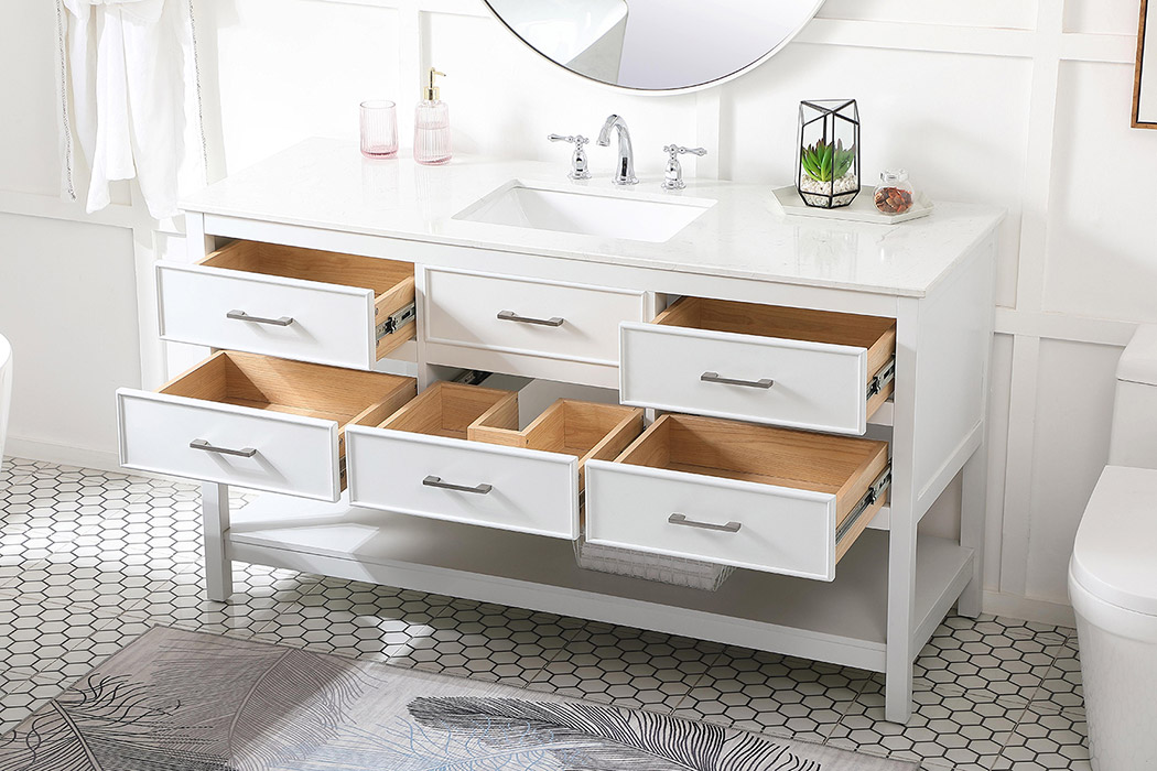 Elegant Bathroom Vanity - White (VF19060WH)