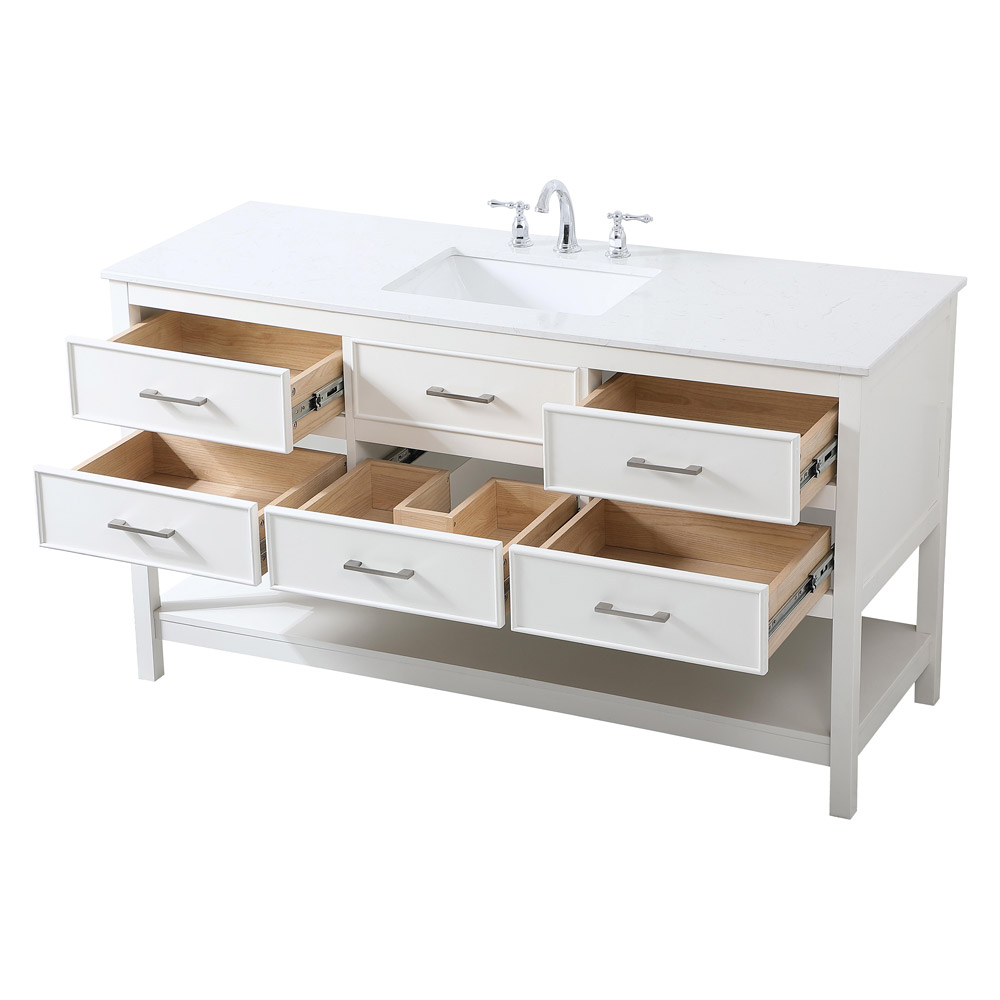 Elegant Bathroom Vanity - White (VF19060WH)