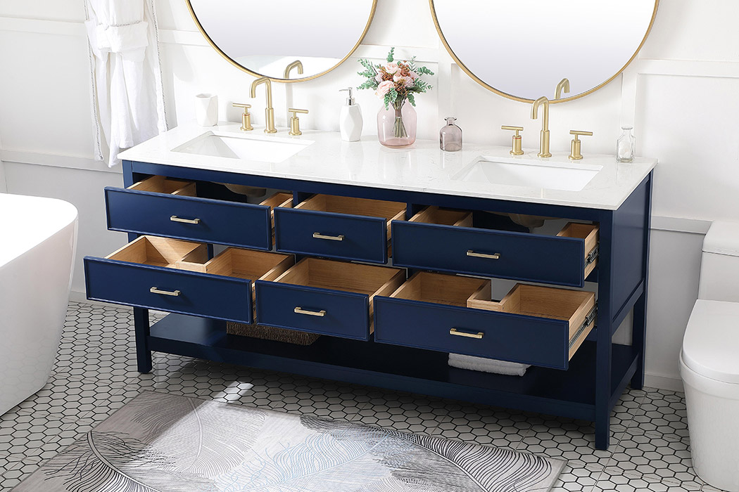 Elegant Bathroom Vanity - Blue (VF19072DBL)