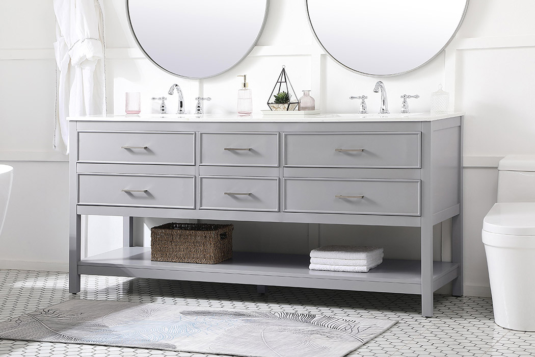 Elegant Bathroom Vanity - Gray (VF19072DGR)