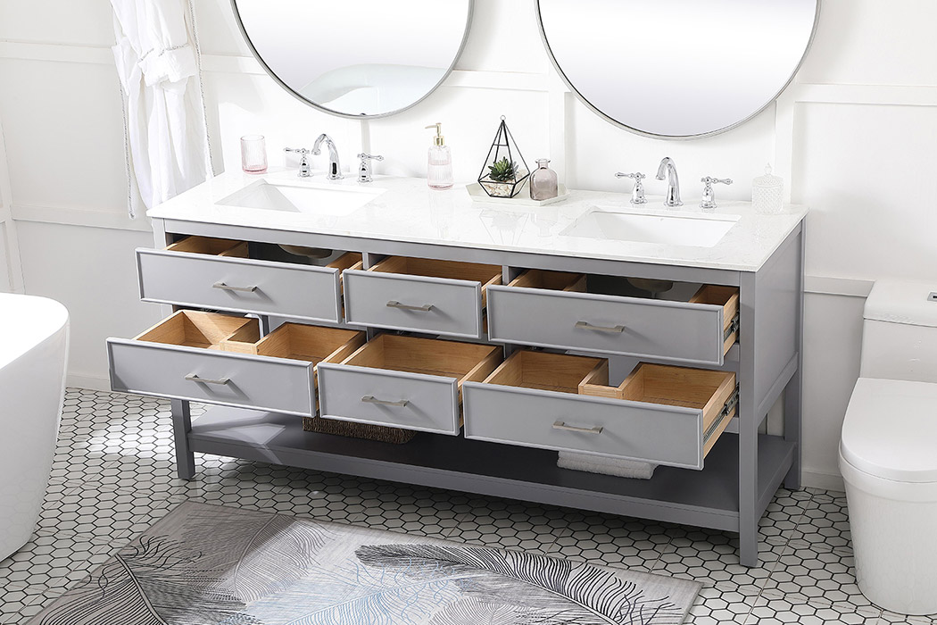 Elegant Bathroom Vanity - Gray (VF19072DGR)