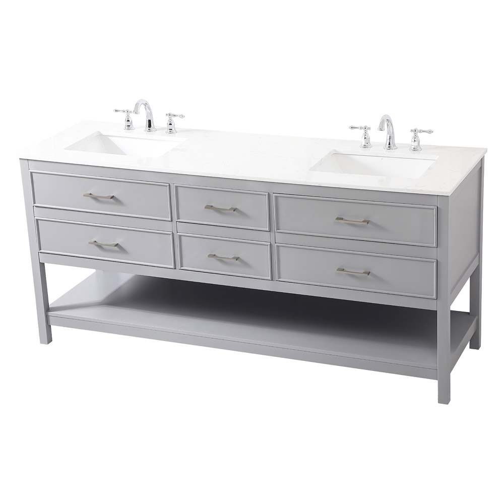 Elegant Bathroom Vanity - Gray (VF19072DGR)