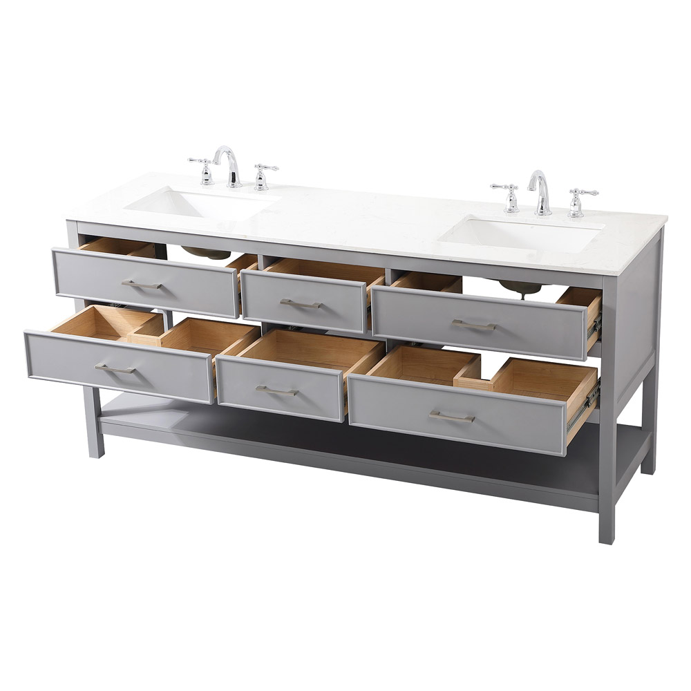 Elegant Bathroom Vanity - Gray (VF19072DGR)