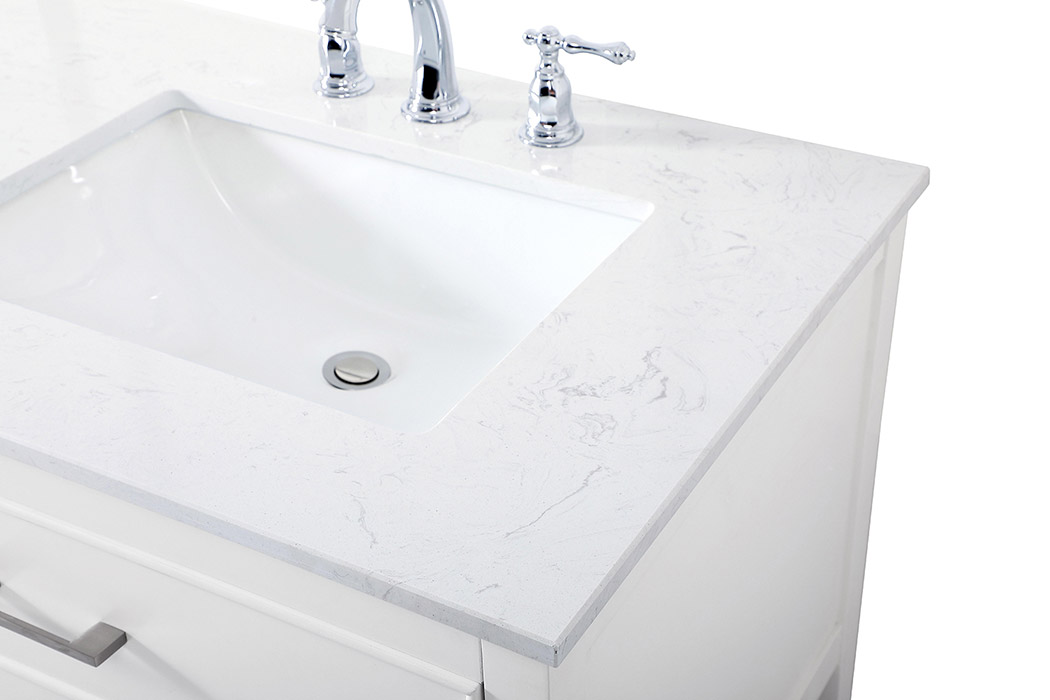 Elegant Bathroom Vanity - White (VF19072DWH)