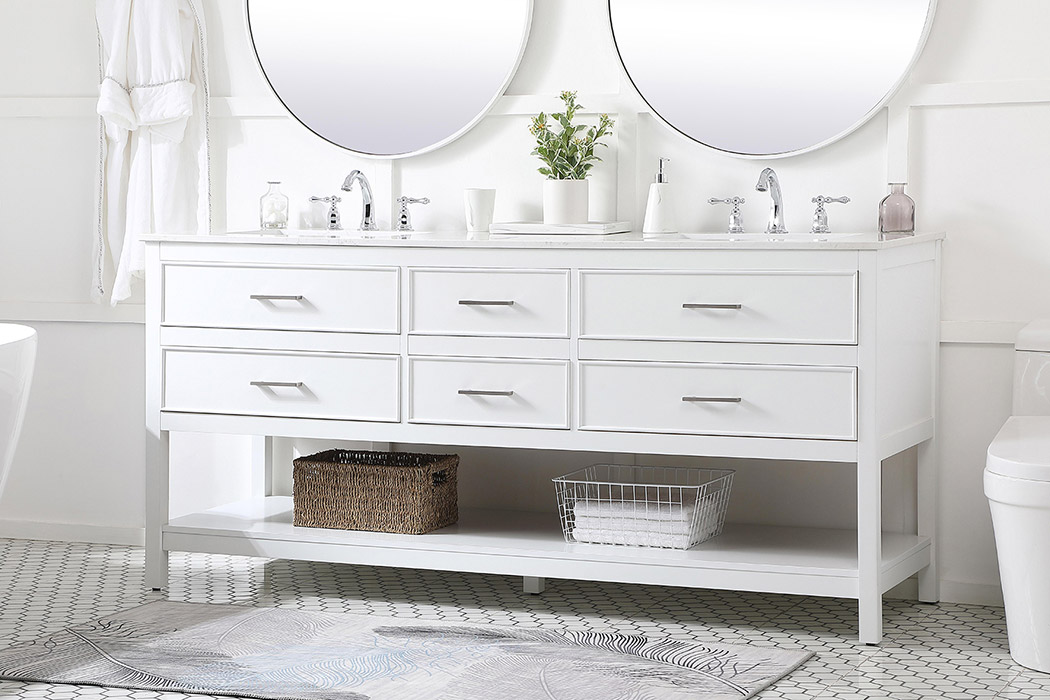 Elegant Bathroom Vanity - White (VF19072DWH)