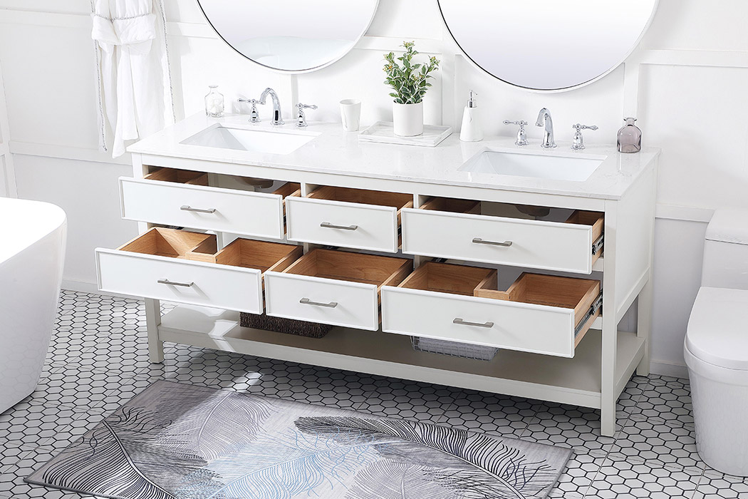 Elegant Bathroom Vanity - White (VF19072DWH)