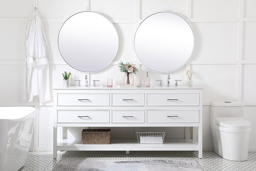 Elegant Bathroom Vanity - White (VF19072DWH)