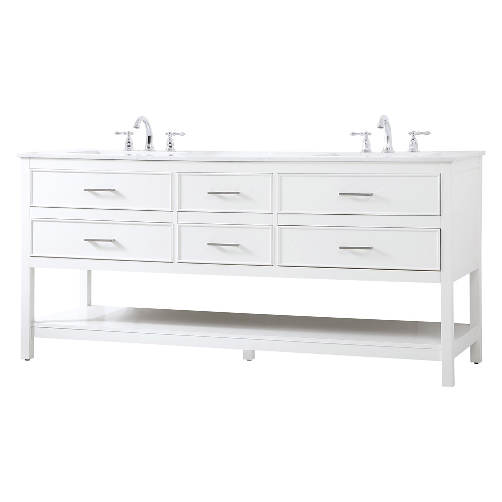 Elegant Bathroom Vanity - White (VF19072DWH)