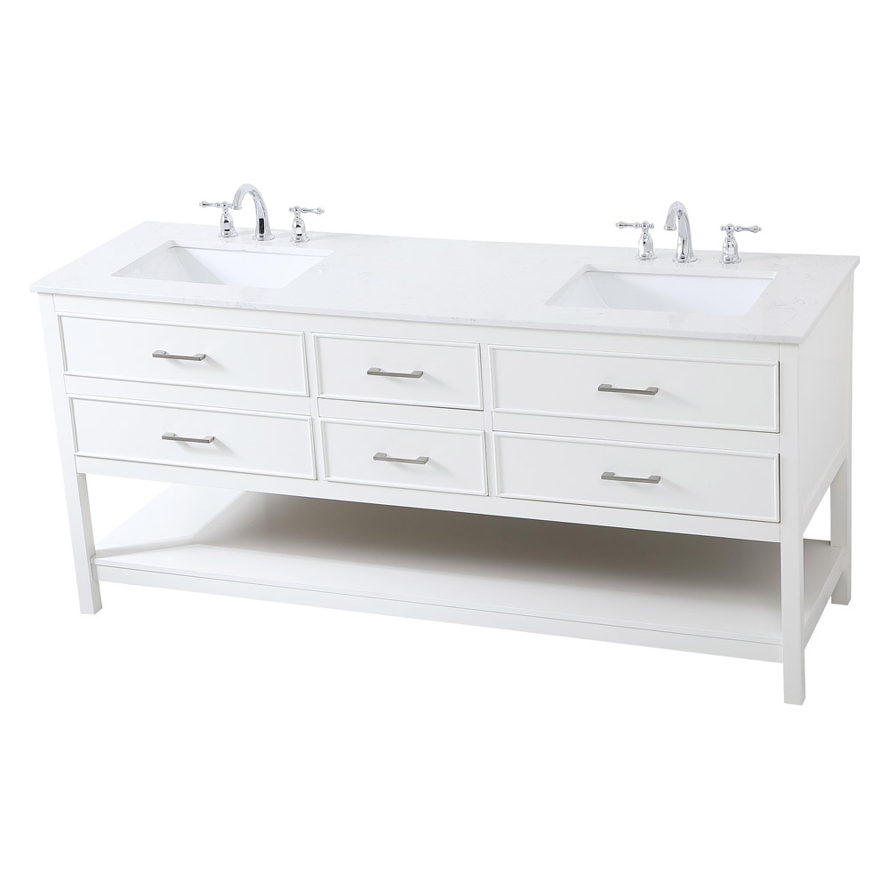 Elegant Bathroom Vanity - White (VF19072DWH)