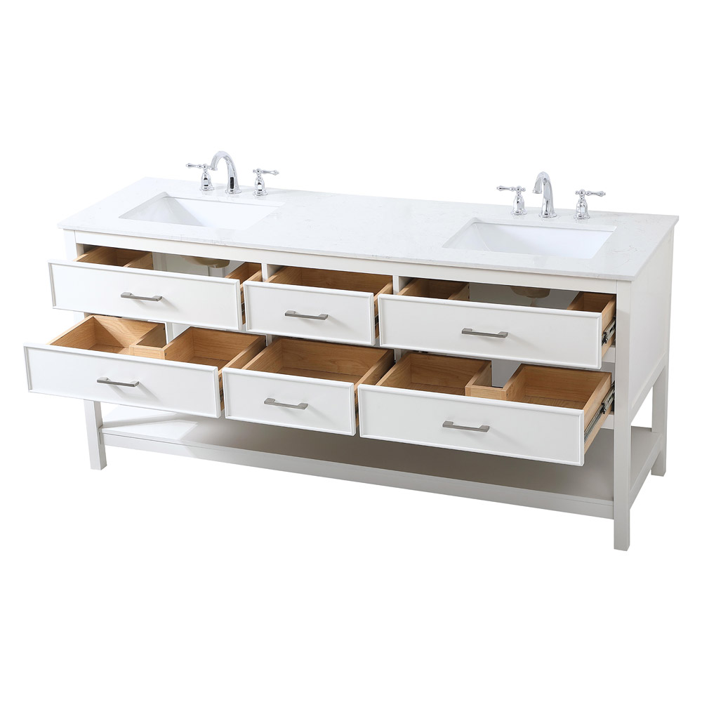 Elegant Bathroom Vanity - White (VF19072DWH)