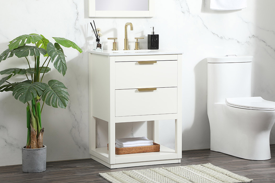 Elegant Bathroom Vanity - White (VF19224WH)