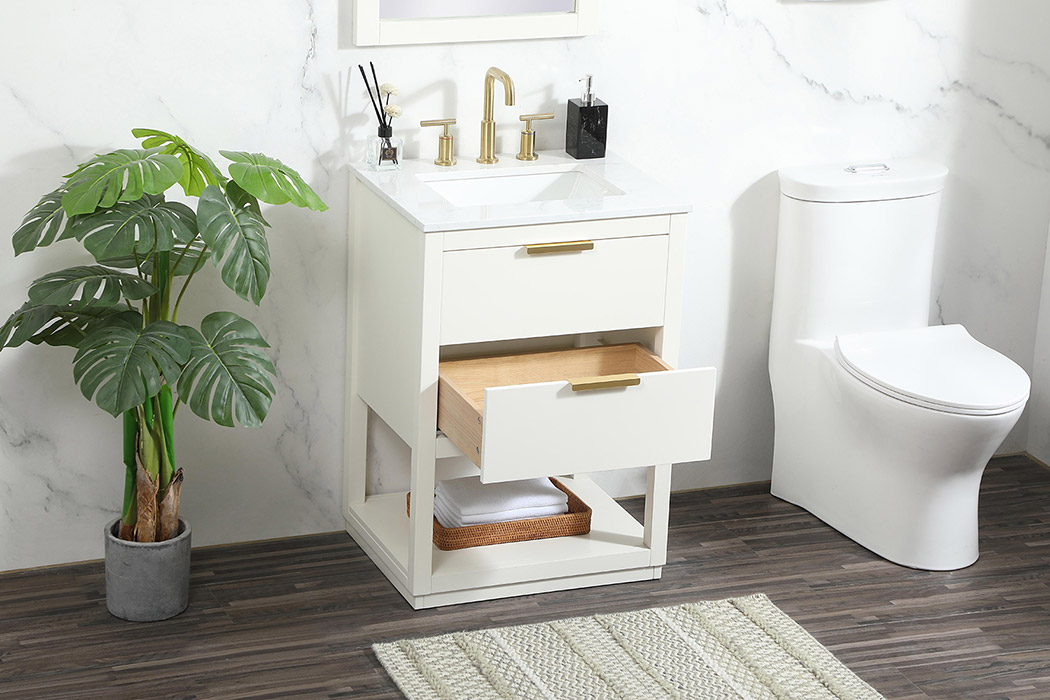 Elegant Bathroom Vanity - White (VF19224WH)