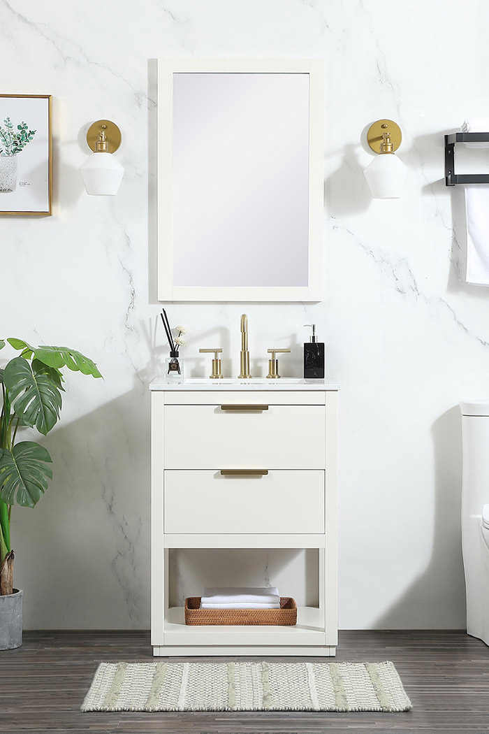 Elegant Bathroom Vanity - White (VF19224WH)