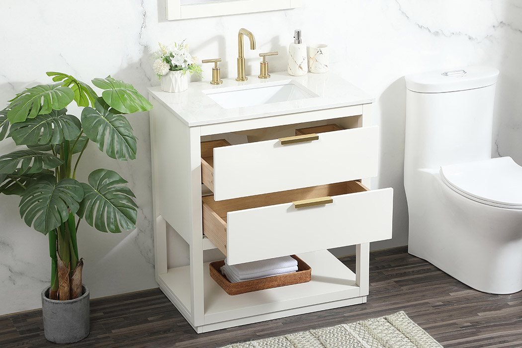 Elegant Bathroom Vanity - White (VF19230WH)