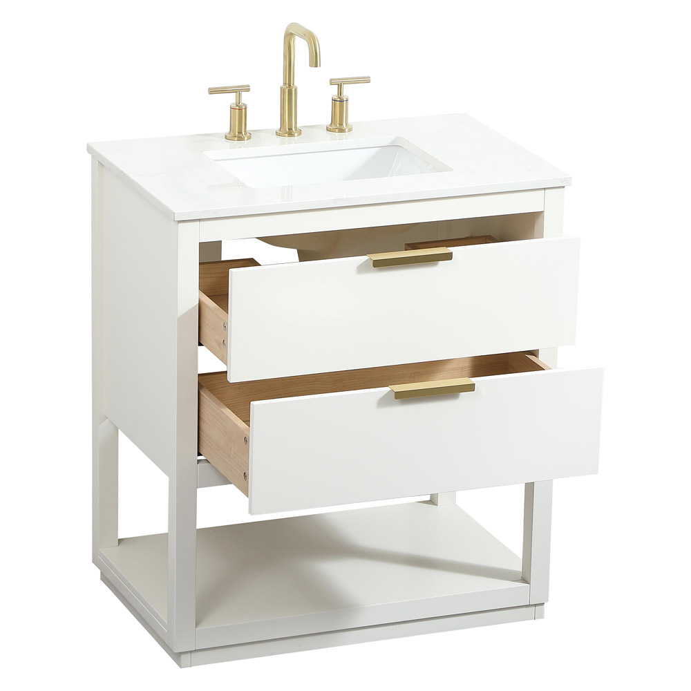 Elegant Bathroom Vanity - White (VF19230WH)