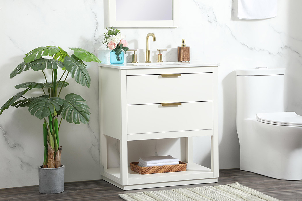 Elegant Bathroom Vanity - White (VF19230WH-BS)