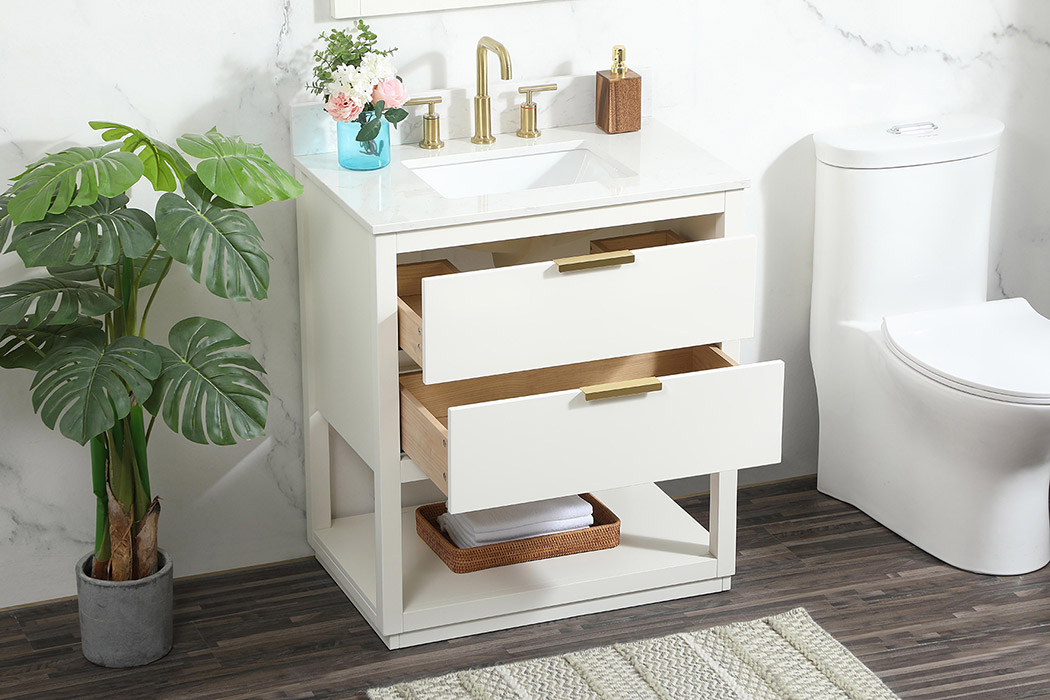 Elegant Bathroom Vanity - White (VF19230WH-BS)