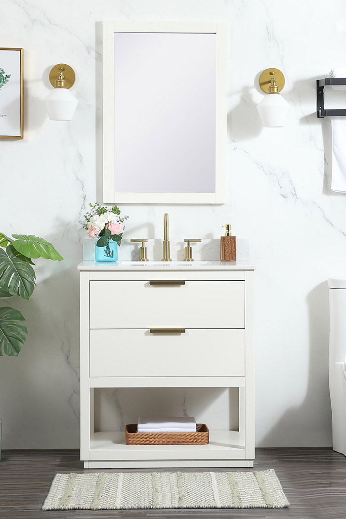 Elegant Bathroom Vanity - White (VF19230WH-BS)