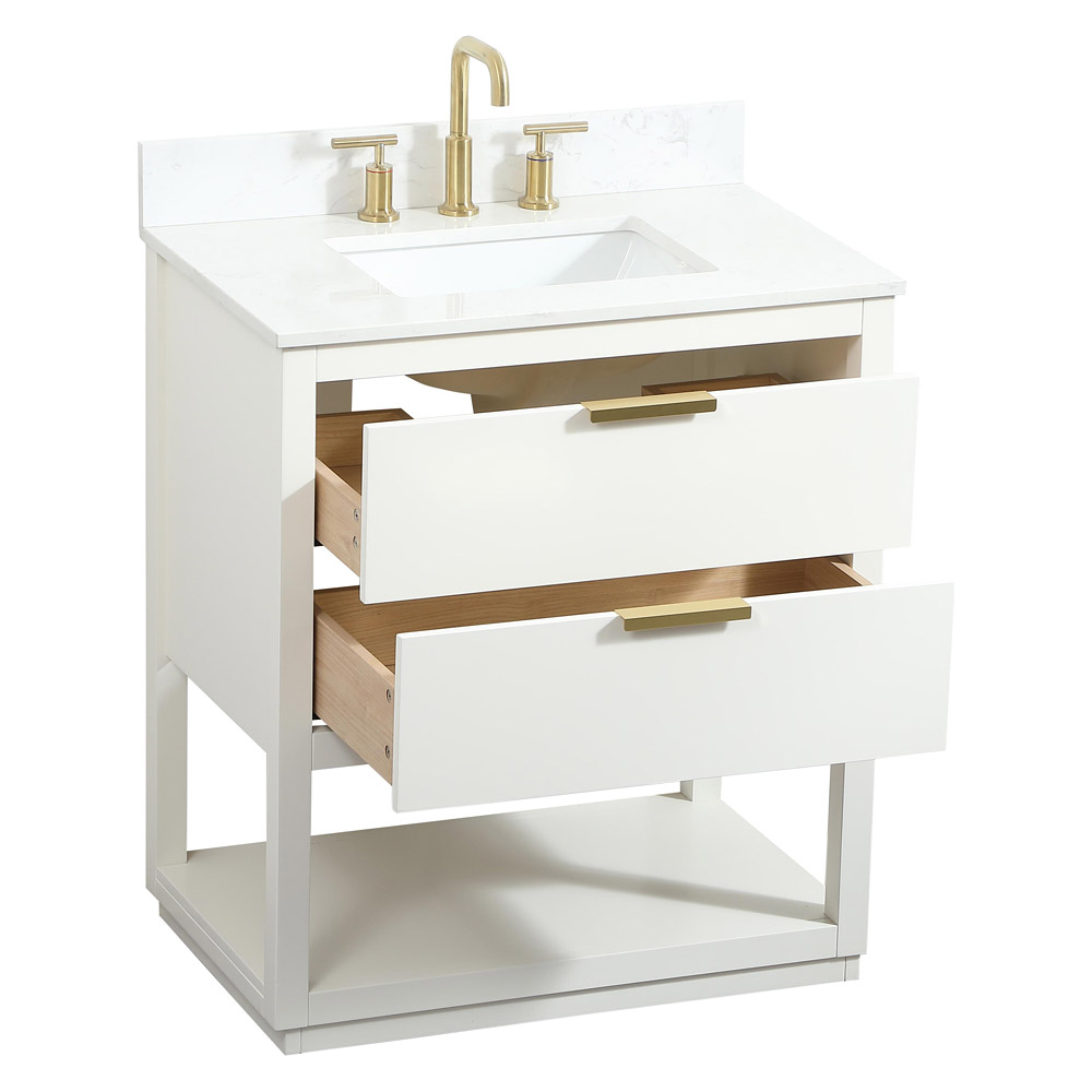 Elegant Bathroom Vanity - White (VF19230WH-BS)