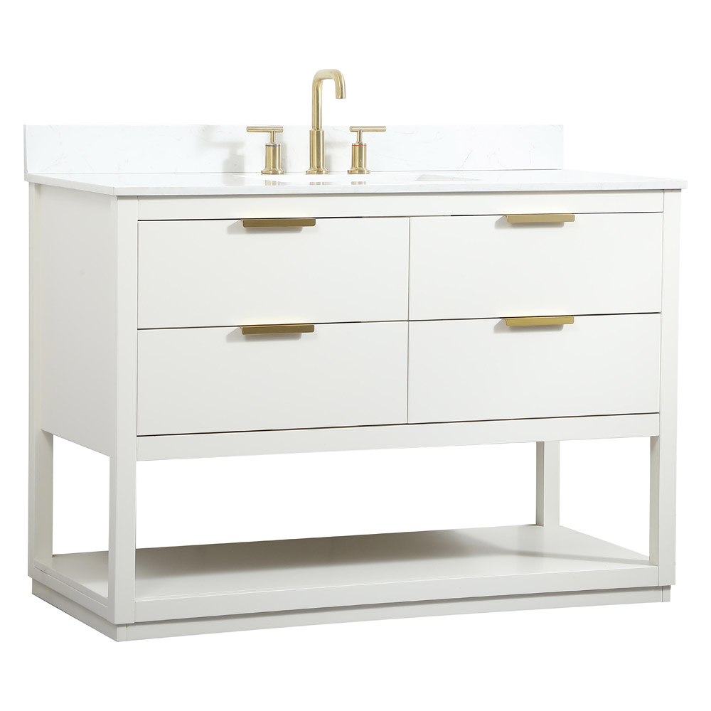 Elegant Bathroom Vanity - White (VF19248WH-BS)