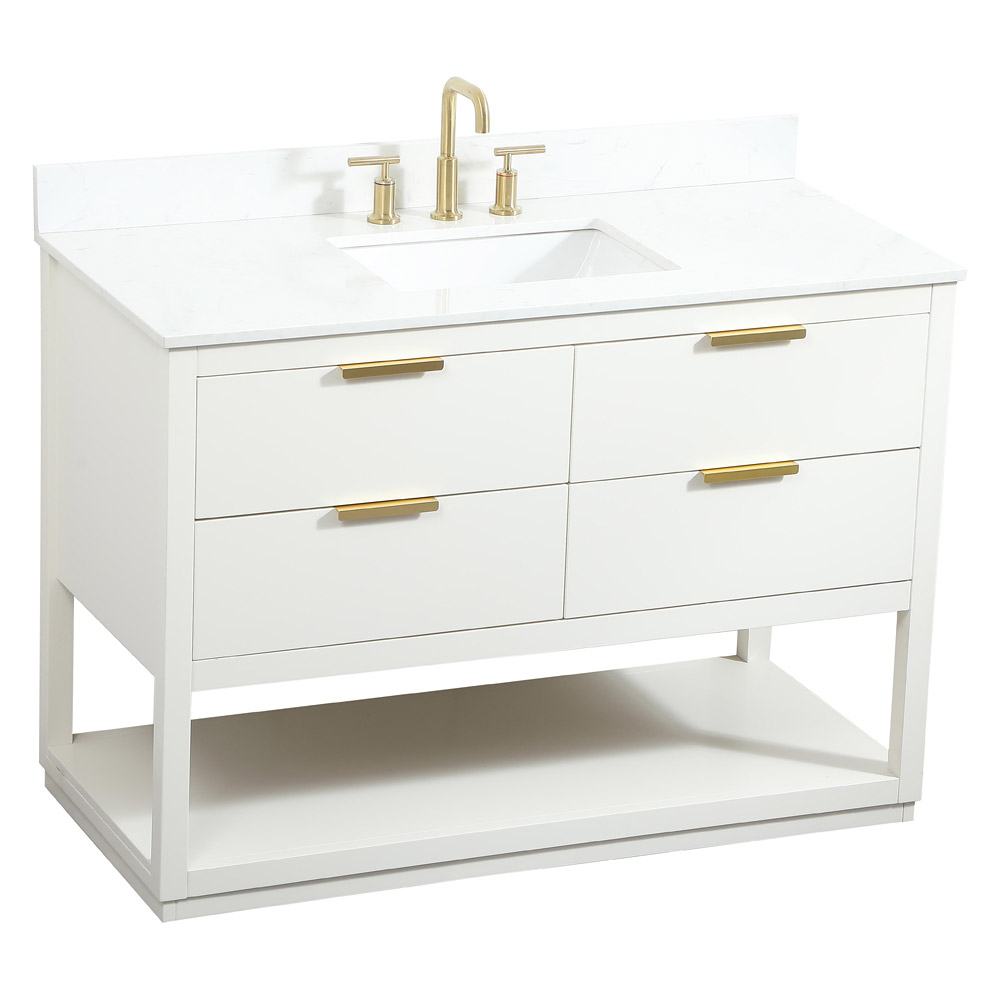 Elegant Bathroom Vanity - White (VF19248WH-BS)