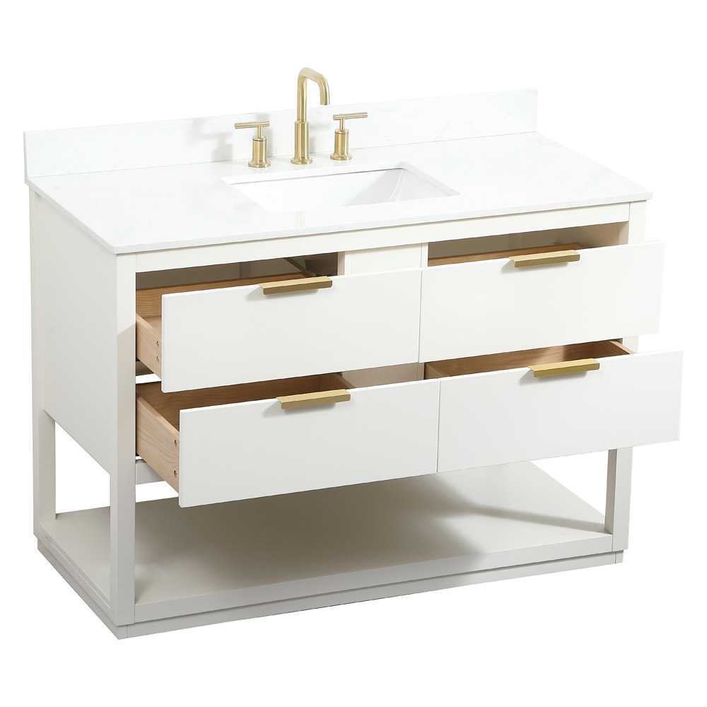 Elegant Bathroom Vanity - White (VF19248WH-BS)