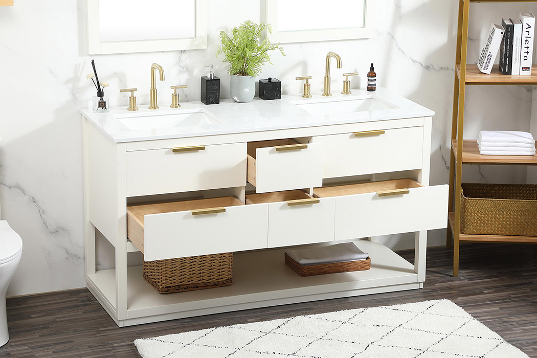 Elegant Bathroom Vanity - White (VF19260DWH)