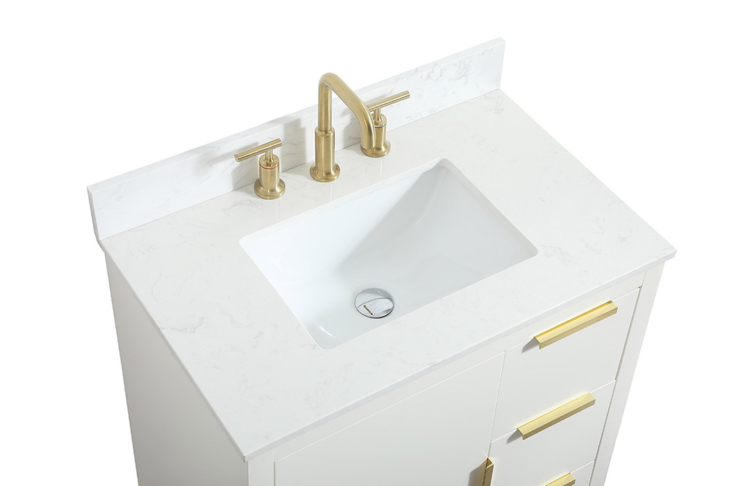 Elegant Bathroom Vanity - White (VF19430WH-BS)