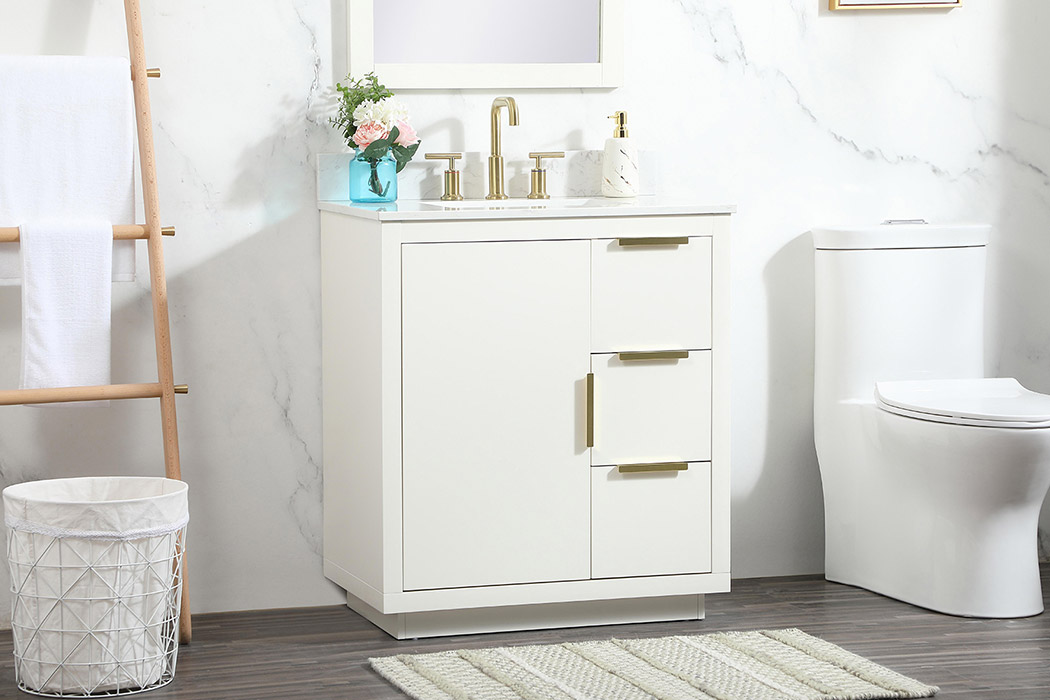 Elegant Bathroom Vanity - White (VF19430WH-BS)