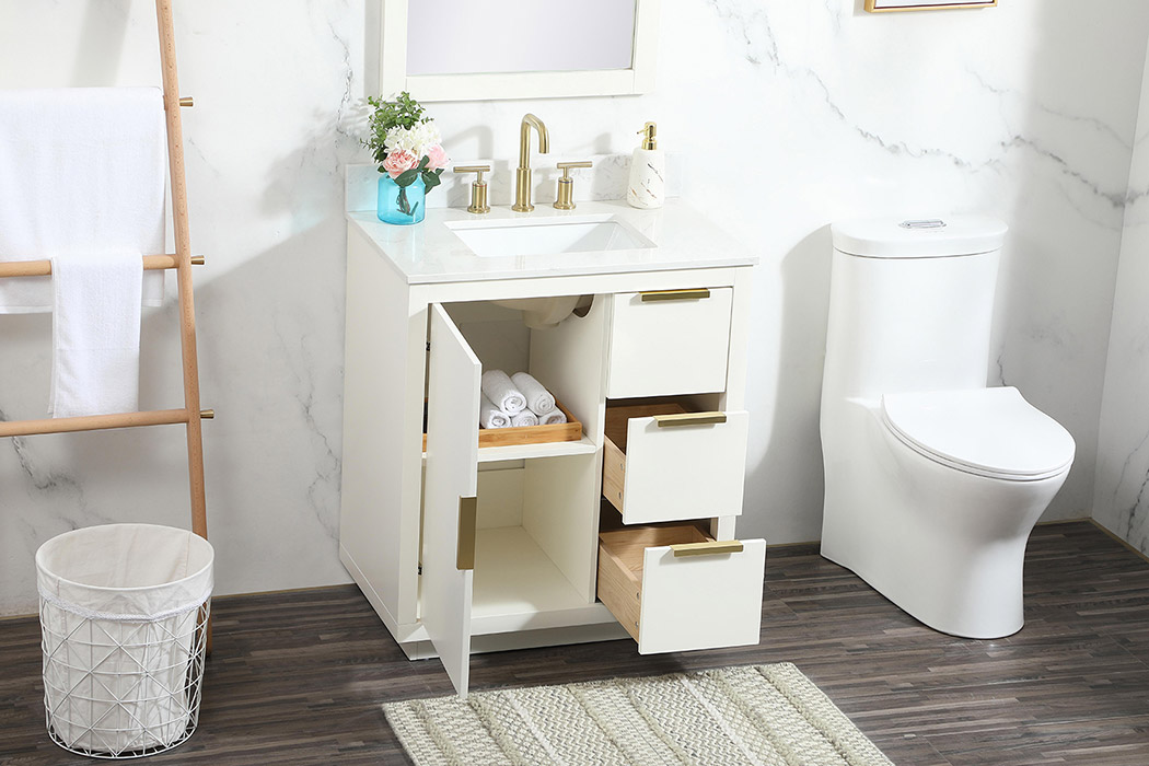 Elegant Bathroom Vanity - White (VF19430WH-BS)