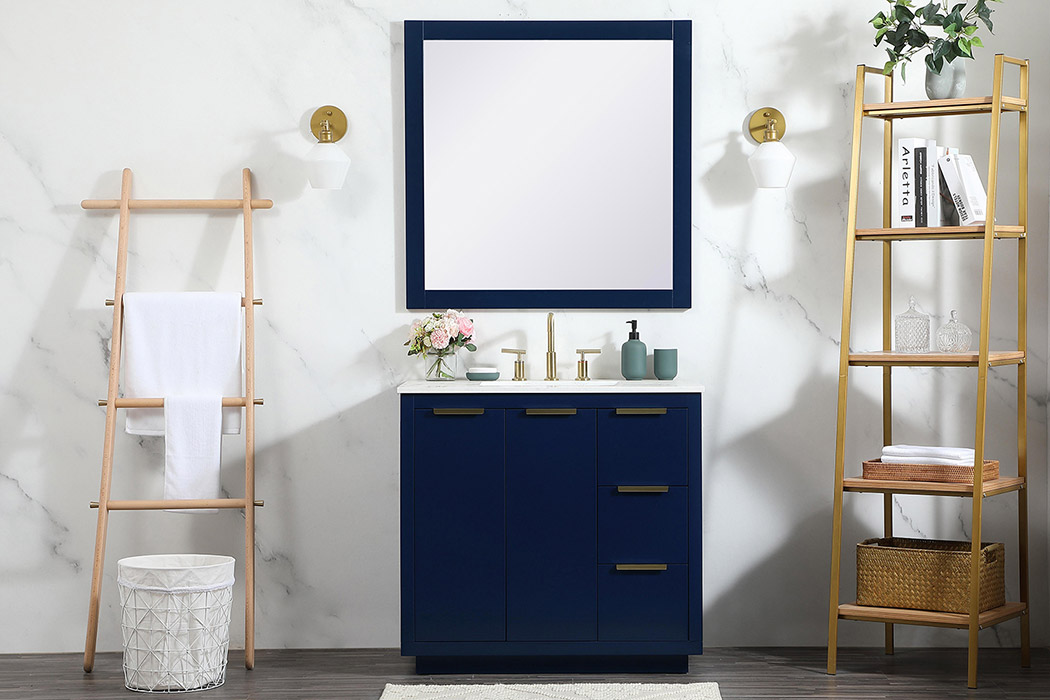 Elegant Bathroom Vanity - Blue (VF19436BL)