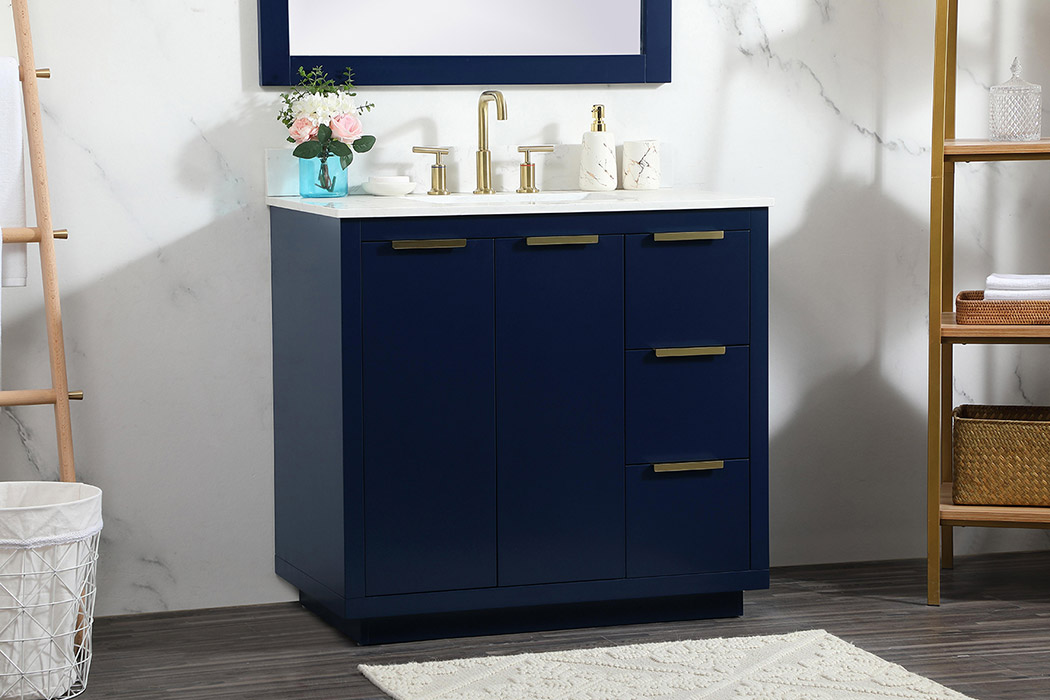 Elegant Bathroom Vanity - Blue (VF19436BL-BS)